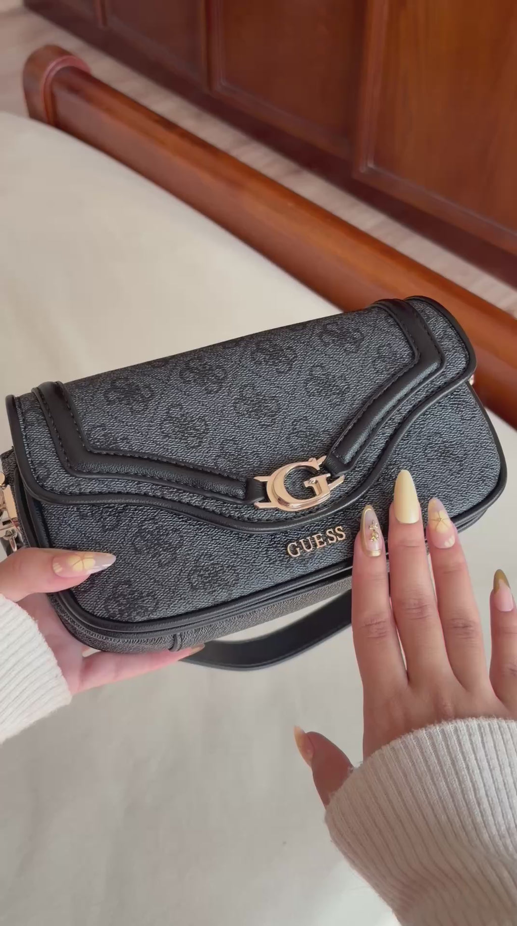 Guess DEA SHOULDER BAG - Cross body bag - Black Embossed