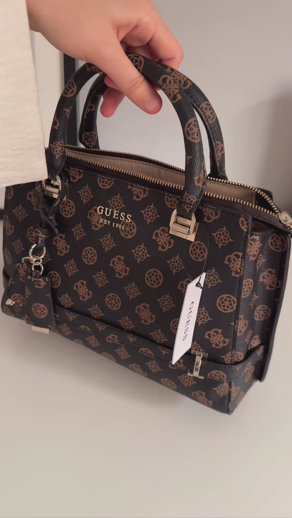 Guess Zarela Girlfriend Tote in Brown Leather