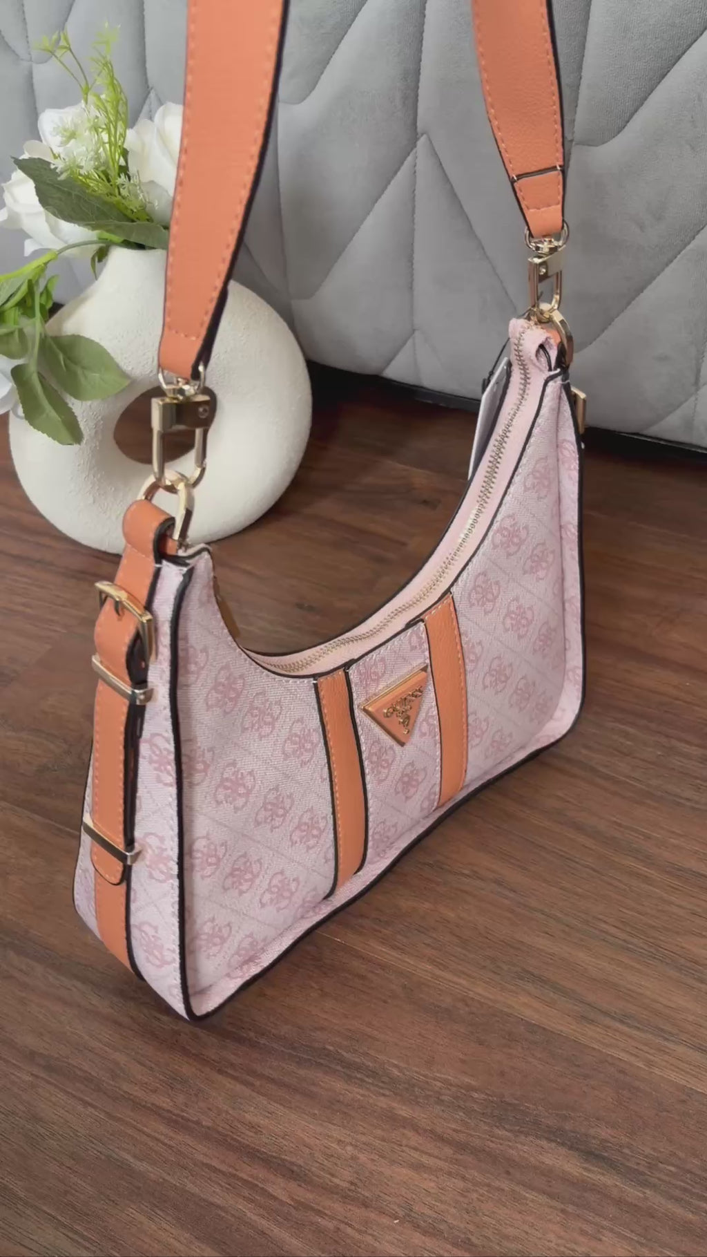 Guess Noreen 4G Logo Shoulder Bag Pink