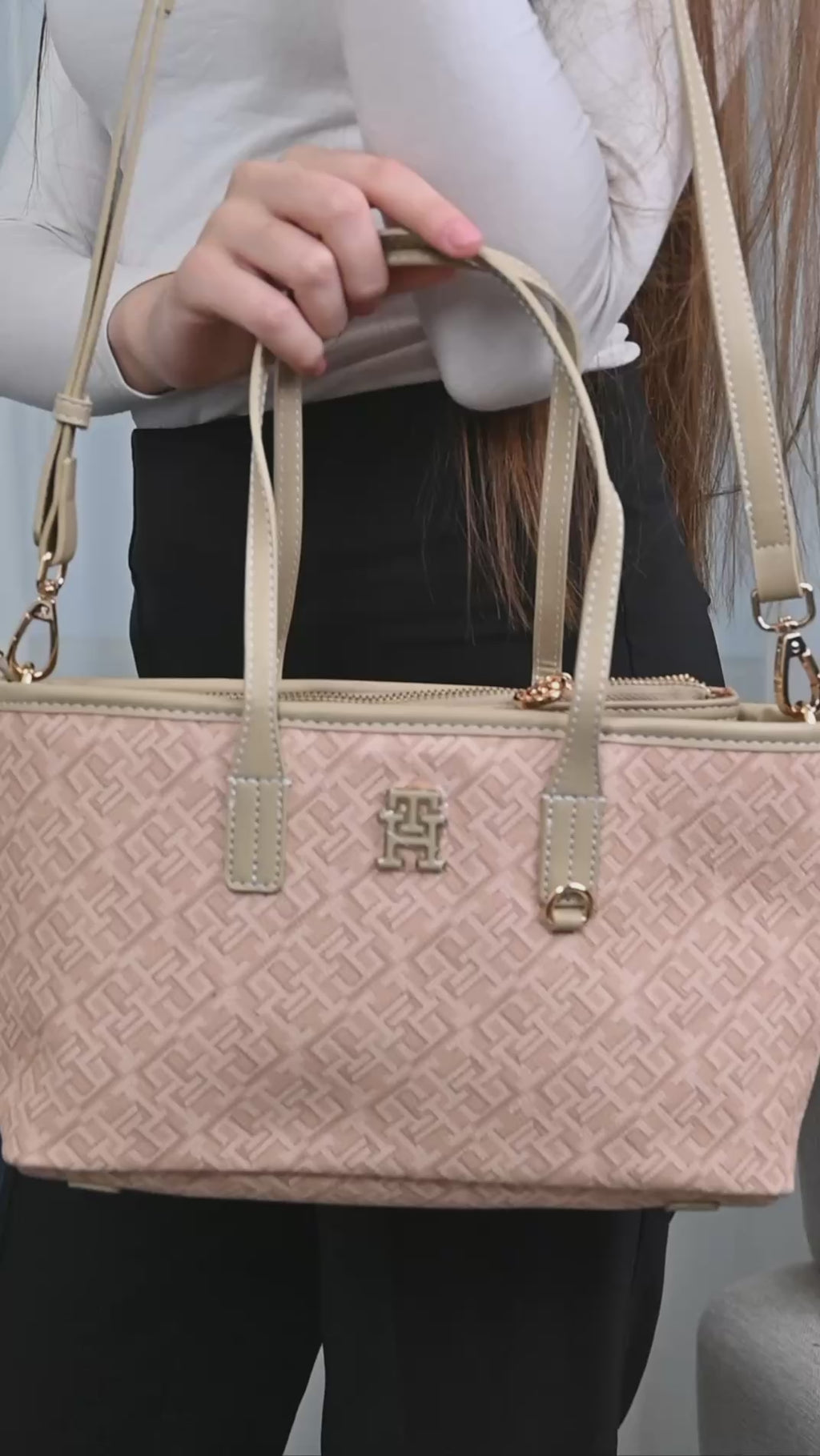 Tommy Hilfiger TH Monoplay Crossbody Tote Bag Pink