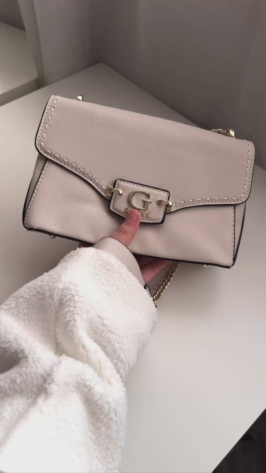 Guess Pearl White Nastra Crossbody Bag