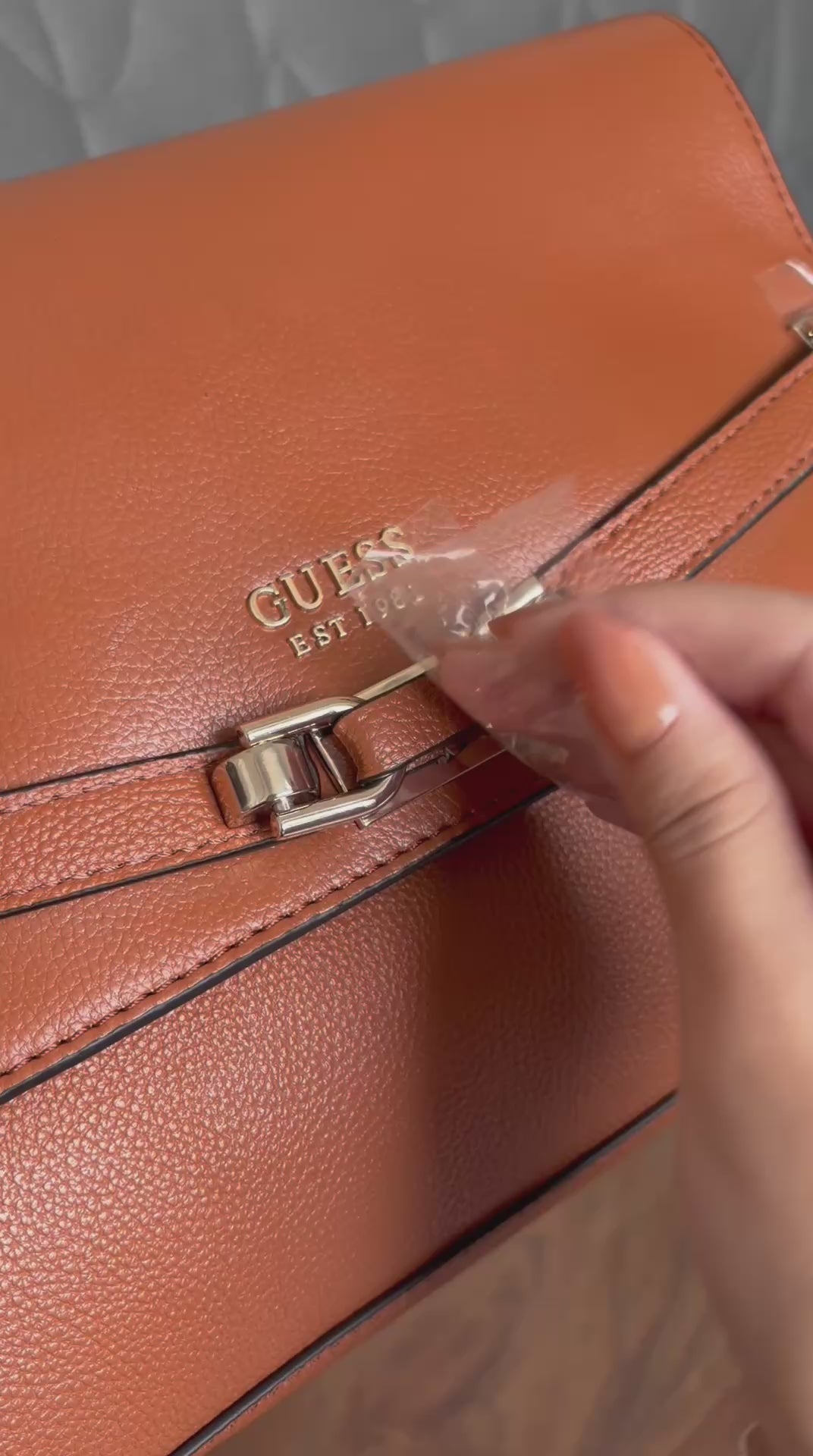Guess Silvye Flap Shoulder Bag Brown Tan