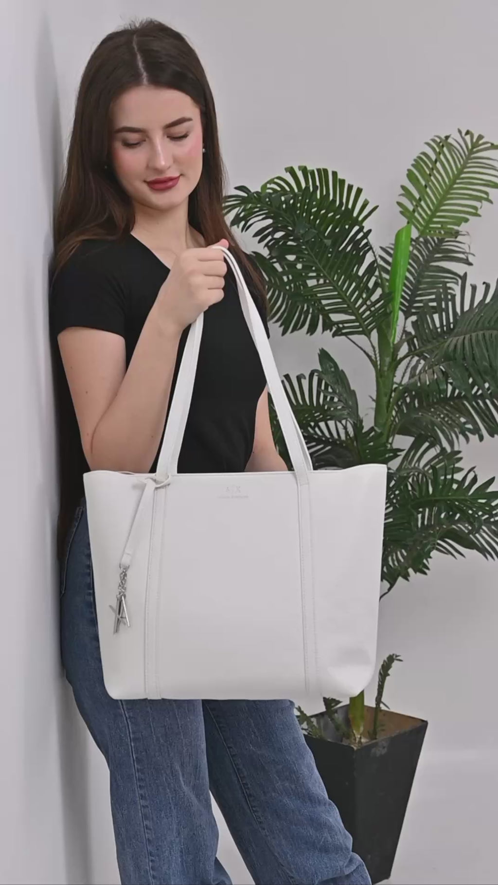 ARMANI EXCHANGE Shopper Tote Bag White