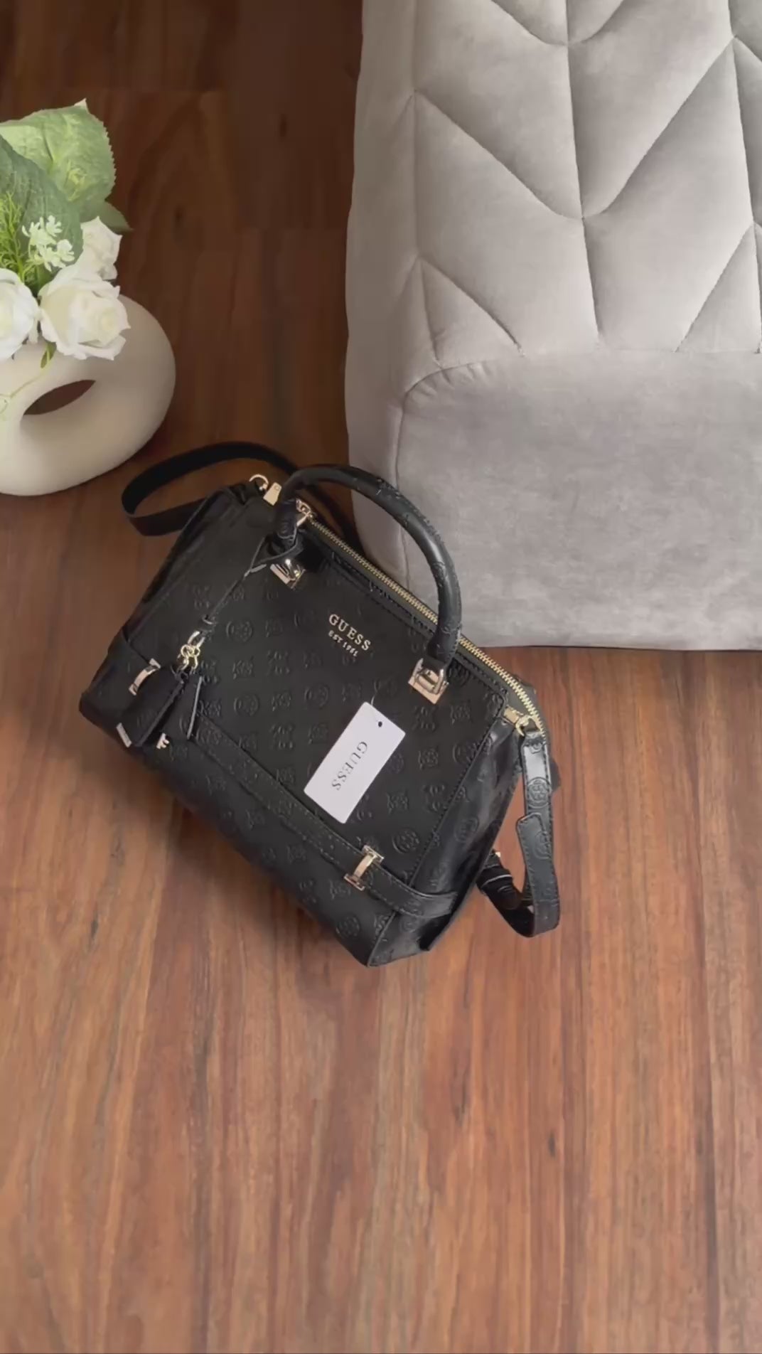 Guess Zarela Girlfriend Tote in Black Leather