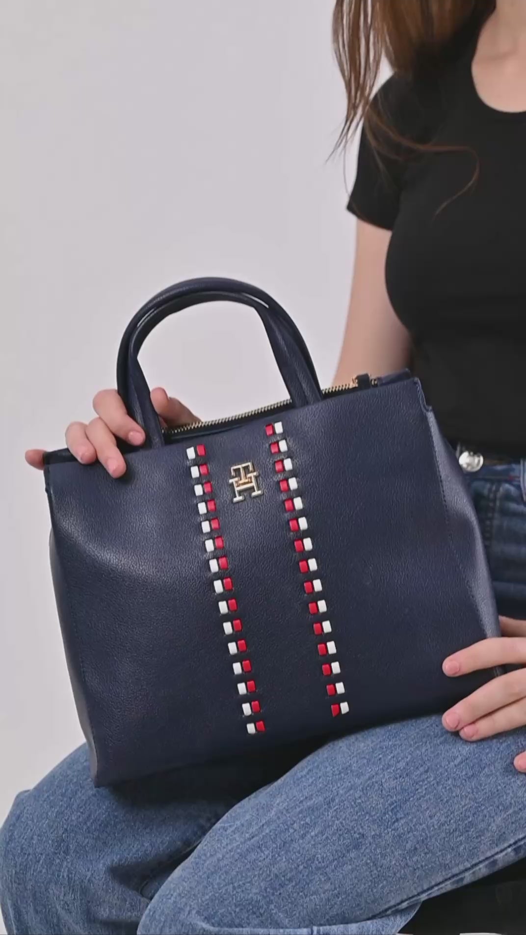 Tommy Hilfiger TIMELESS MINI SATCHEL - Cross Body Bag - Space Blue