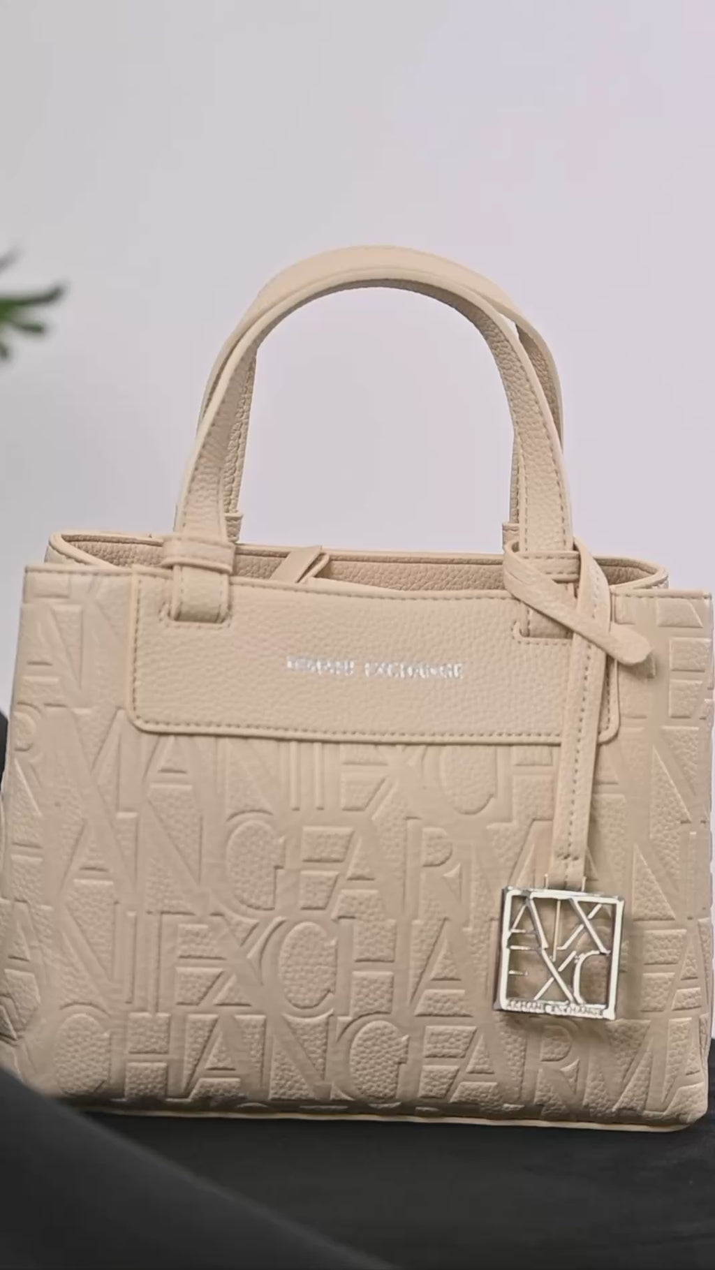 Armani Exchange Logo-Embossed Tote Bag Beige