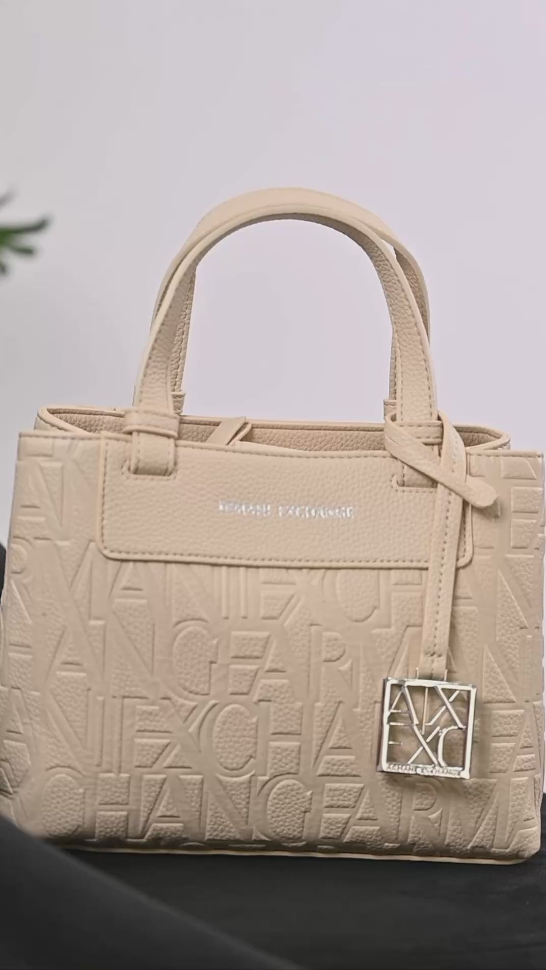 Armani Exchange Logo-Embossed Tote Bag Beige