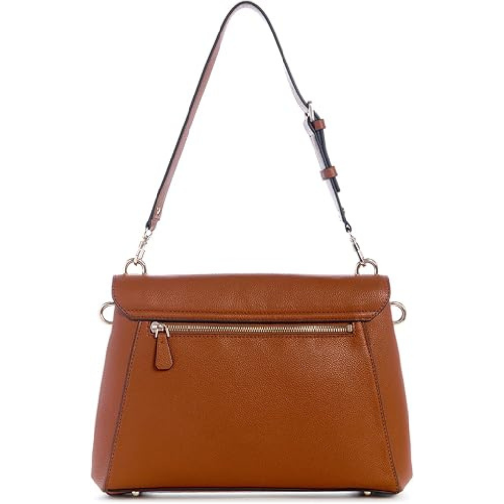 Guess Silvye Flap Shoulder Bag Brown Tan